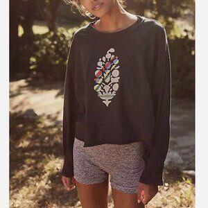 Free People Movement Charcoal Long Sleeve Logo Inspire Layer Top